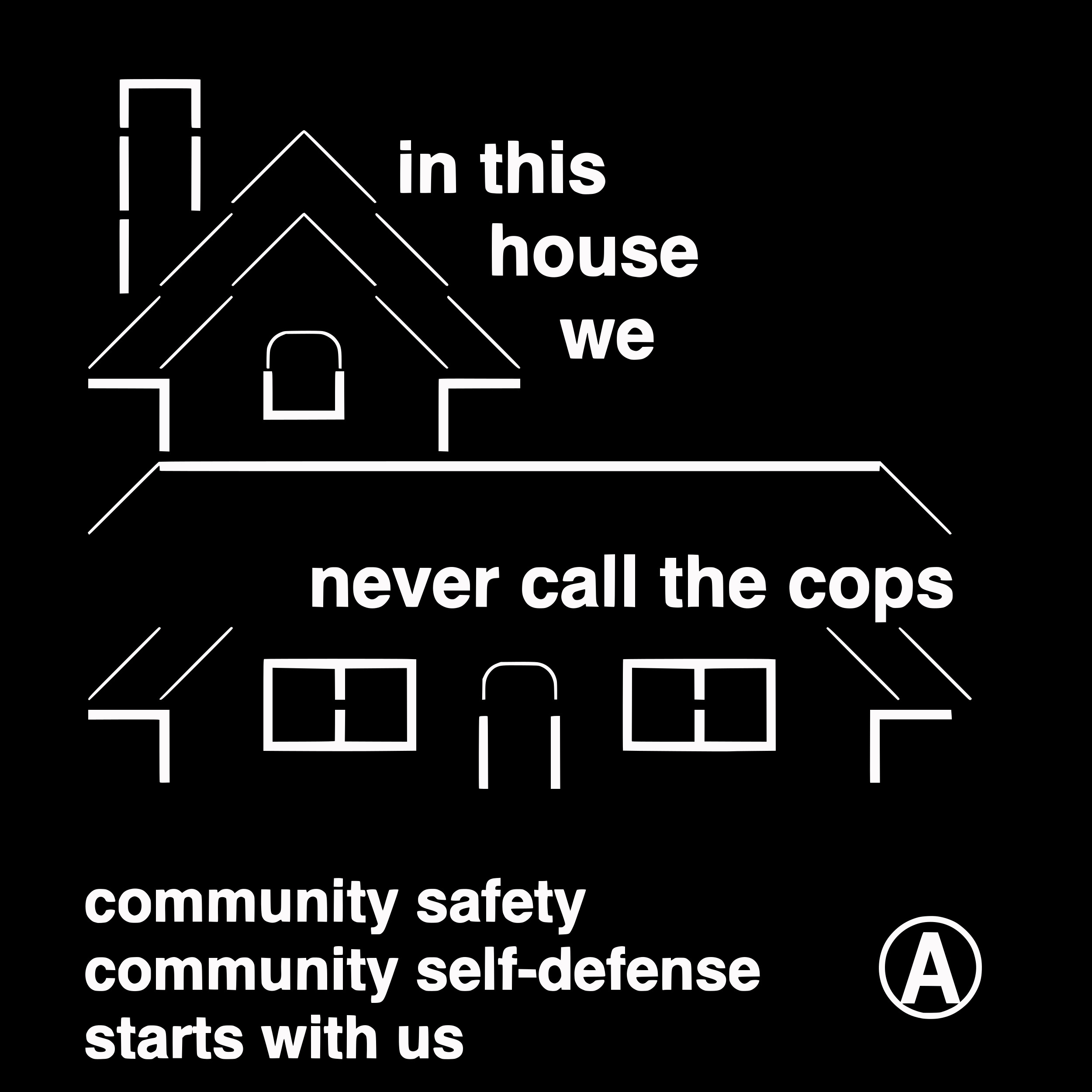 In this house we never call the cops | Anarchist Sticker Archive